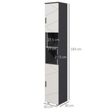 kleankin Tall Slim Bathroom Cabinet with Soft Close Doors – Geometric Panel Storage Unit