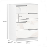 HOMCOM 4 Drawer Bedroom Chest of Drawers with Steel Runners, 60 x 40 x 85cm – White
