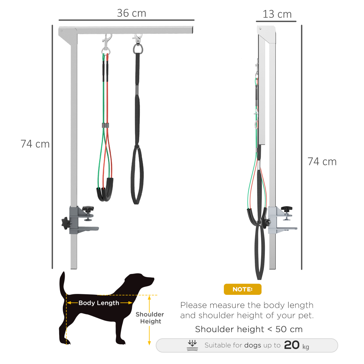 Adjustable Foldable Pet Grooming Arm with Clamp – Stainless Steel Dog Grooming Holder for Medium Dogs