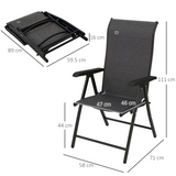 Outsunny 4-Pack Outdoor Rattan Folding Chairs with 7-Position Adjustable Backrest – Steel Frame Garden Seating, Grey/Black