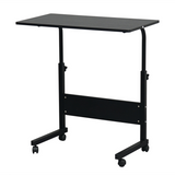 Removable P2 Chipboard & Steel Side Table with Adjustable Height – Home & Office, Black, 80 x 40 cm
