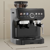 HOMCOM Espresso Coffee Machine with Integrated Bean Grinder & Steam Wand – 15 Bar Pressure, Black