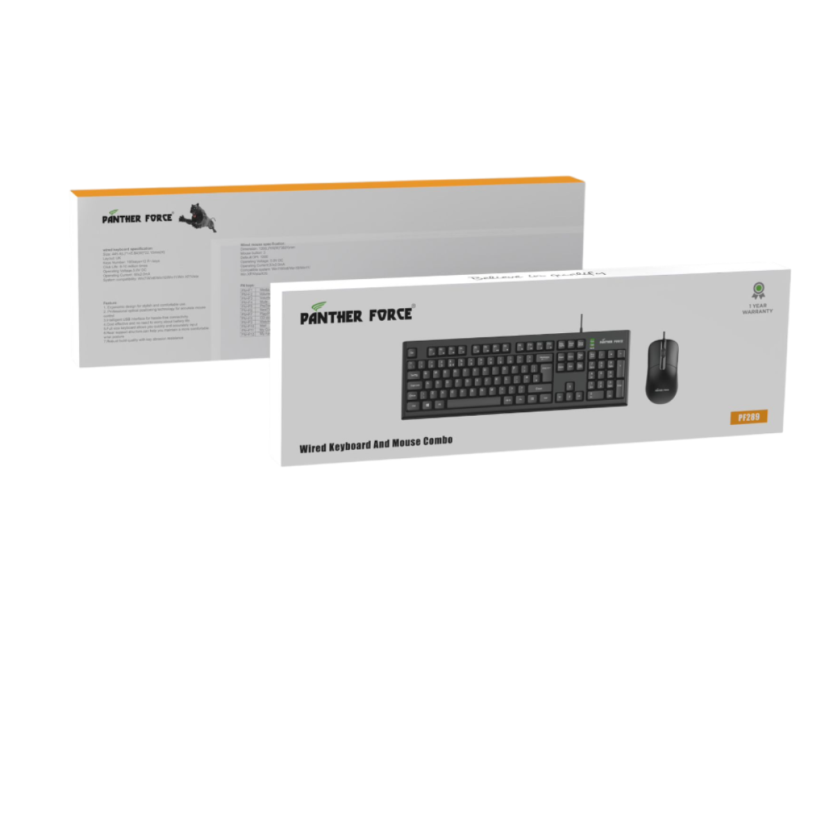 Panther Force Wired Keyboard & Mouse Set PF289 – Full-Size Keyboard, Plug-and-Play USB Combo