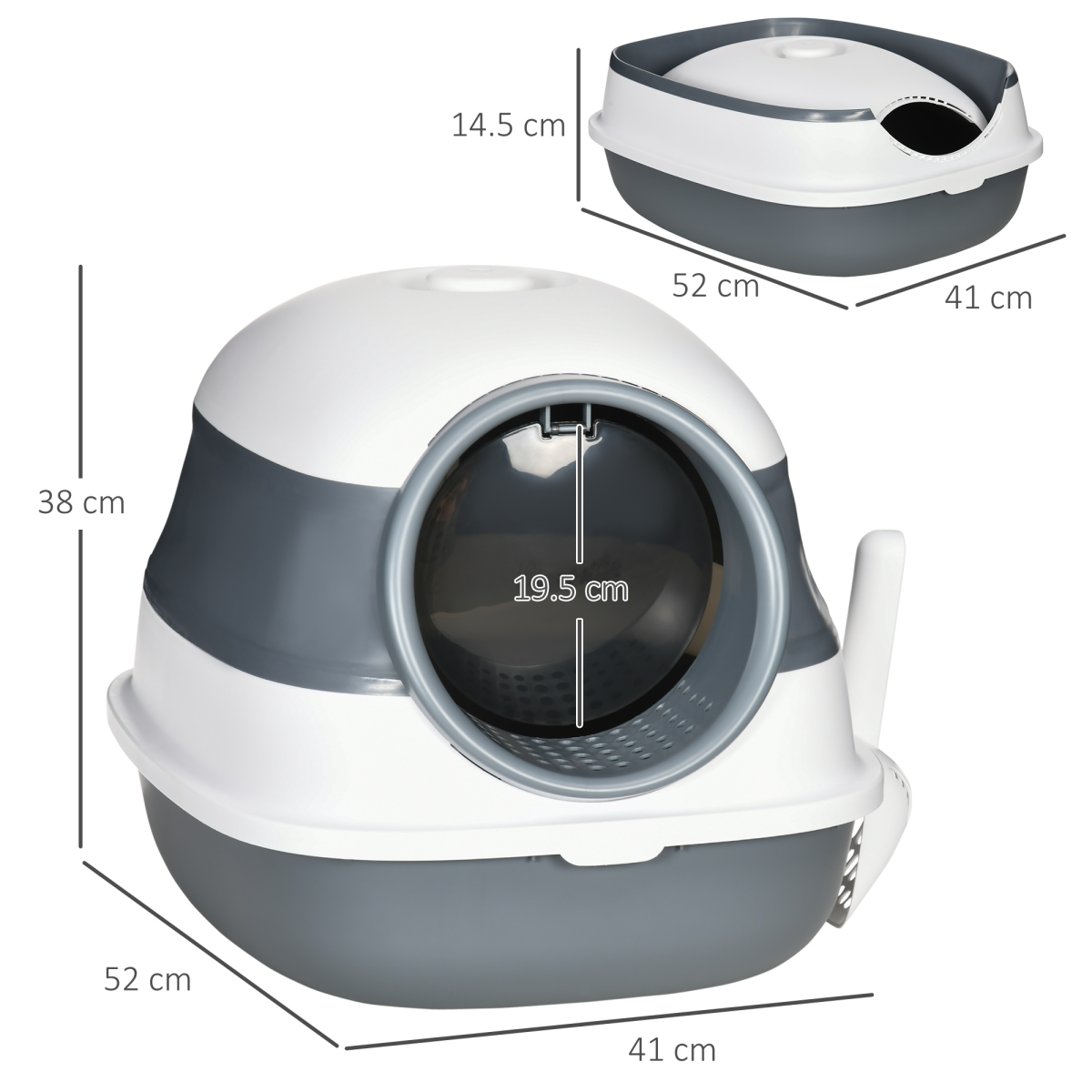 PawHut Hooded Cat Litter Tray with Lid, High Sides & Scoop – Foldable Portable Litter Box with Deodoriser