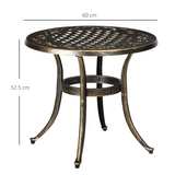 Outsunny 60cm Round Garden Side Table with Hollow Top – Cast Aluminium Frame, Adjustable Feet, Bronze