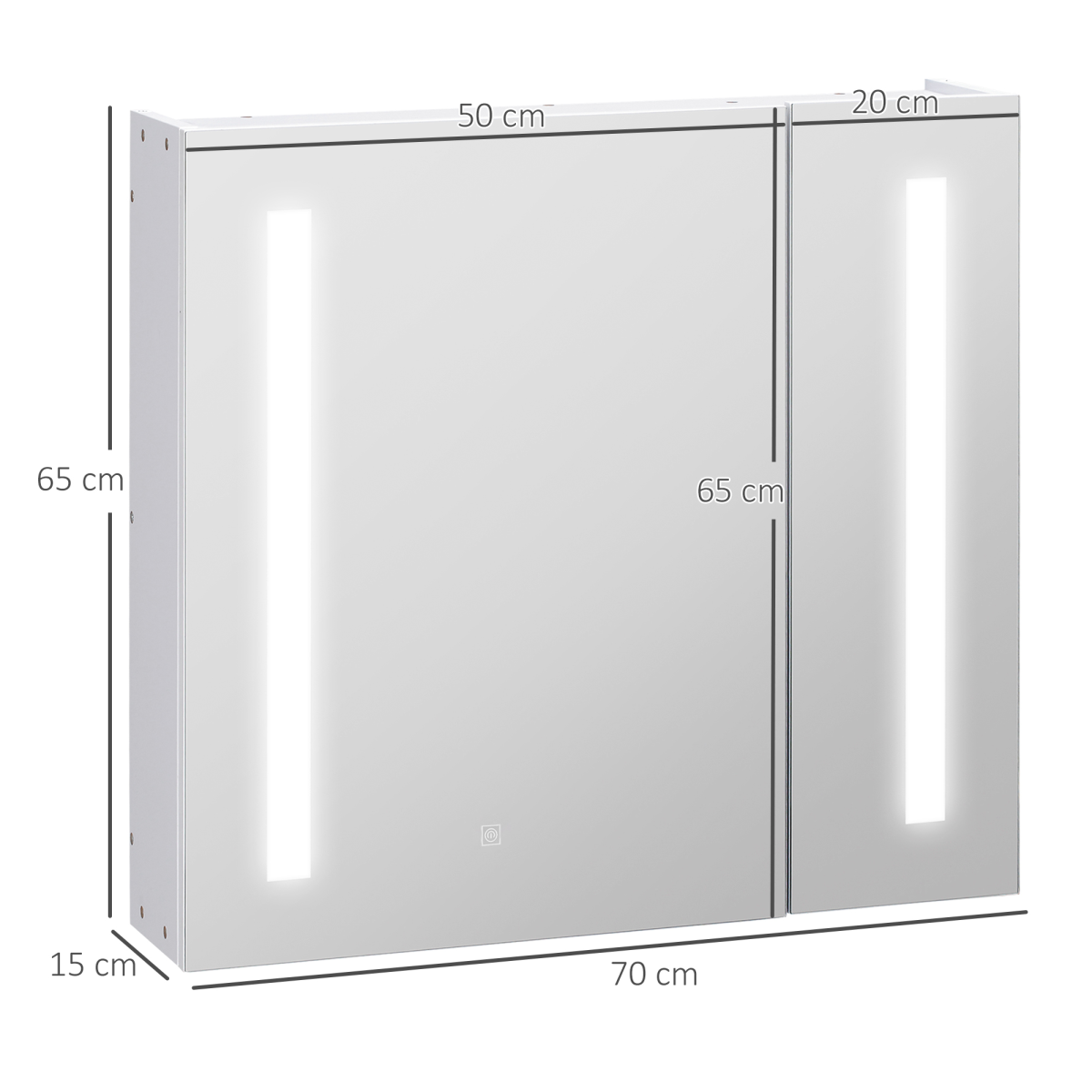 kleankin LED Illuminated Bathroom Mirror Cabinet with Touch Switch – Wall-Mounted Storage, Mirrored Doors