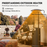 Outsunny 11 KW Gas Patio Heater with Tip-Over Switch, Wheels & Tank Room – Outdoor Propane Heater, Black