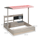 Outsunny Kids Wooden Sandbox with Canopy, Play Kitchen Accessories and Storage Shelf – Outdoor Sandpit