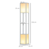 HOMCOM Shelf Floor Lamp with Dual Light, for Living Room, Bedroom, Black