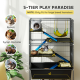 5-Tier Small Animal Cage on Wheels with Hammock, Ramps & Storage Shelf – Chinchilla Cage, Dark Grey