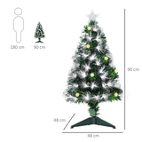 HOMCOM 3ft White Light Christmas Tree with 90 LEDs, Star Topper and Tri-Base – Pre-Lit Home Decoration