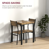 HOMCOM 3 Piece Compact Dining Table & 2 Chairs Set with Wood-Effect Finish – Small Space Dining, Rustic Brown