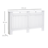 HOMCOM White Slatted MDF Radiator Cover with Lined Grill – Heat-Friendly Shelf, 152 x 19 x 81cm