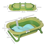 HOMCOM Foldable Baby Bath Tub with Cushion – Crocodile Design Toddler Bath for 0-3 Years, Green