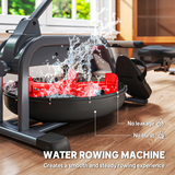 SPORTNOW Water Rowing Machine with 6 Adjustable Water Levels, LCD Monitor & Vertical Storage – Home Rower, Black