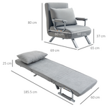 Close-up of the adjustable backrest on the HOMCOM sofa bed armchair