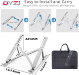 DYZI Foldable Aluminium Laptop Stand with Ventilation, 7 Height Settings – For 10–15.6 Inch Laptops & Tablets
