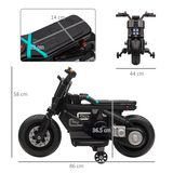 6V Kids Electric Motorbike with Training Wheels – Ride-On Toy with Horn, Siren, Music & Headlights for 3-5 Years, Black