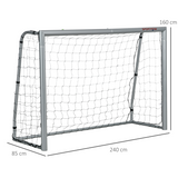 SPORTNOW 8ft x 5ft Football Goal with Weather-Resistant Net – Easy Set-Up Training Goal, Grey