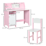 HOMCOM 2-Piece Kids Table and Chair Set with Whiteboard Desktop and Storage – Pink