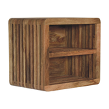 Artisan Furniture Soba Wall Mounted Bedside Table with 2 Open Shelves – Hand-Carved Solid Mango Wood, Brown