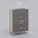 HOMCOM 4 Drawer Bedroom Chest with Aluminium Legs & Steel Glides – Modern Storage for Bedrooms & Hallways