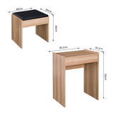 HOMCOM Dressing Table Set with Flip-Up Mirror and Padded Stool – Wood, Hidden Storage