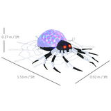 HOMCOM 5ft Halloween Inflatable Spider with LED Lights – Outdoor Garden Display, Cobweb Design, IP44