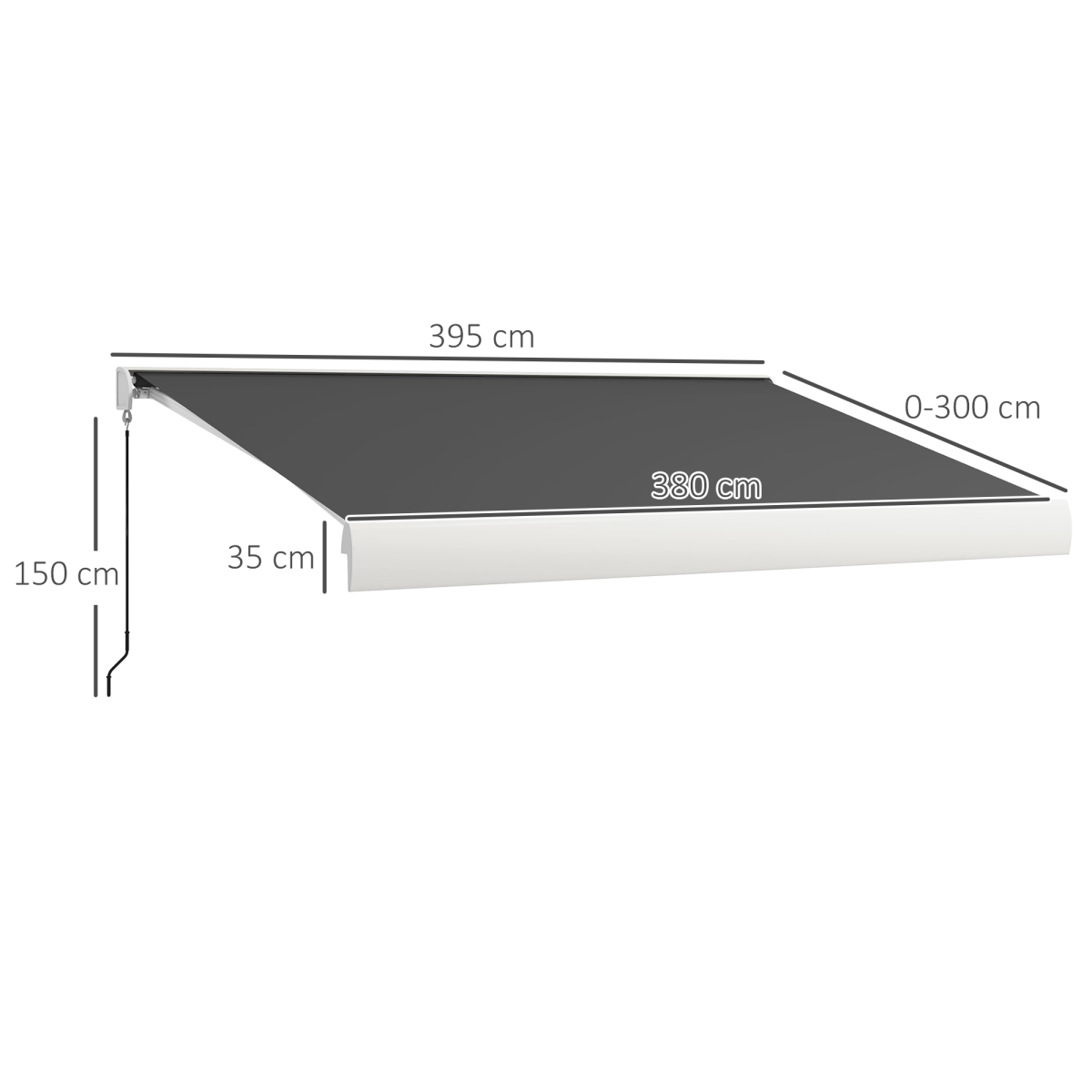 Outsunny 4 x 3m Electric Retractable Awning with Remote Control and Cassette – Patio Shade, Grey