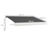 Outsunny 4 x 3m Electric Retractable Awning with Remote Control and Cassette – Patio Shade, Grey