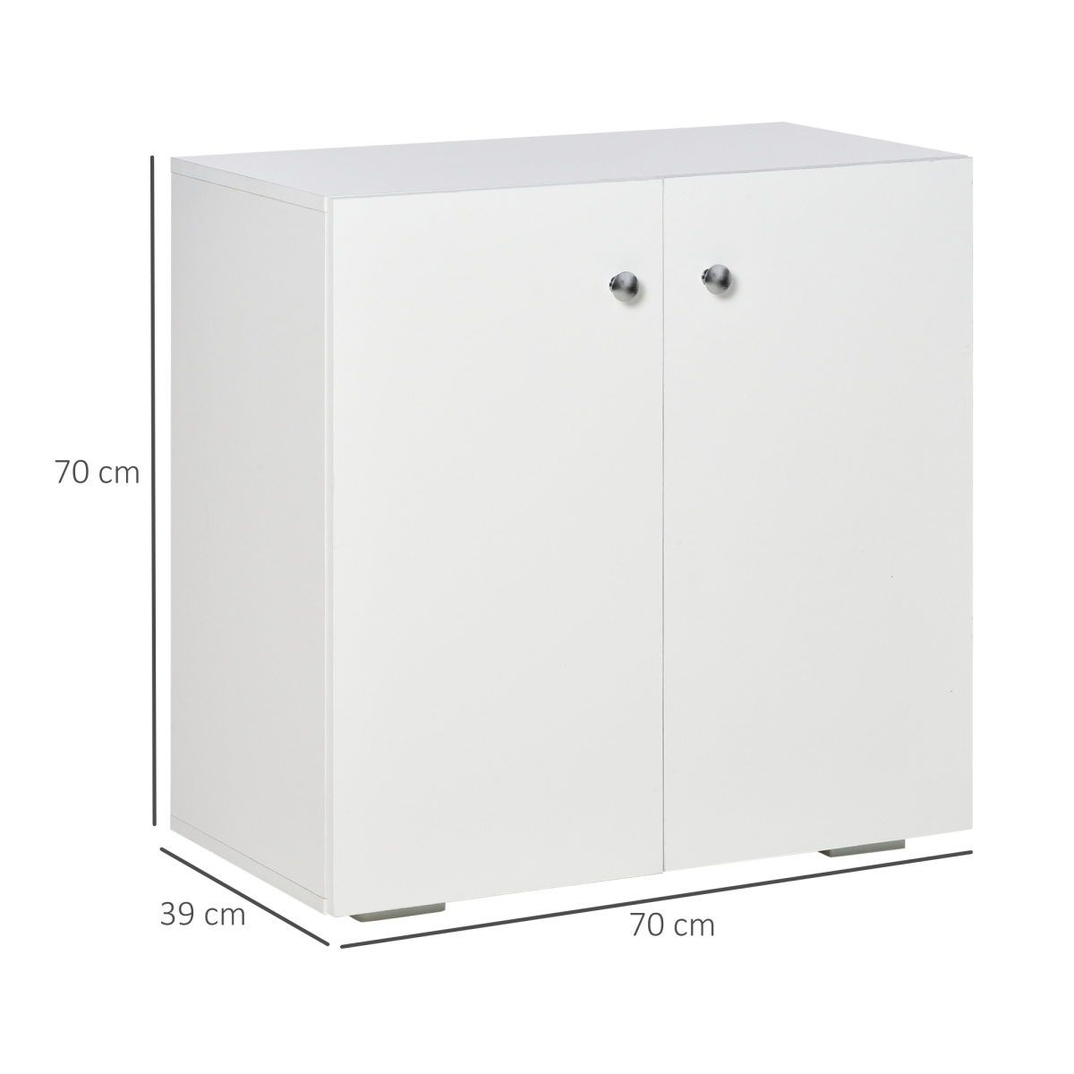HOMCOM Freestanding Storage Cabinet with 2 Shelves – Wooden Sideboard for Bedroom or Office, White