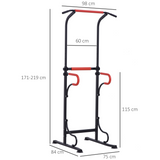 HOMCOM Power Tower with Adjustable Height, Pull Up Bar & Dip Station – Free Standing Steel Workout Station