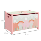 ZONEKIZ Toy Box, Kids Toy Chest with Lid and Safety Hinge – Rounded Corners Storage for Bedrooms & Playrooms, Pink