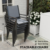 Outsunny 7 Piece Garden Dining Set with 150cm Table and 6 Stackable Chairs – Outdoor Balcony Furniture, Grey