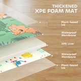 Foldable Baby Play Mat – Reversible Dinosaur Foam Crawling Mat, 196 x 176 cm