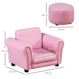 HOMCOM Kids Sofa with Footstool – Toddler Armchair for Playroom and Bedroom, Pink