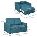 HOMCOM Click-Clack 2 Seater Sofa Bed with Cushions & Side Pockets – Convertible Settee for Flats & Guest Rooms