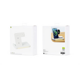 WYEFLUX 15W 3-in-1 Wireless Charging Stand with LED Light – Fast Charger for Phone, Watch and Earbuds, White