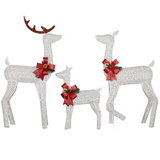 Lighted Christmas Reindeer Family – 3 Piece Outdoor Set with 200 White Lights & Ground Stakes
