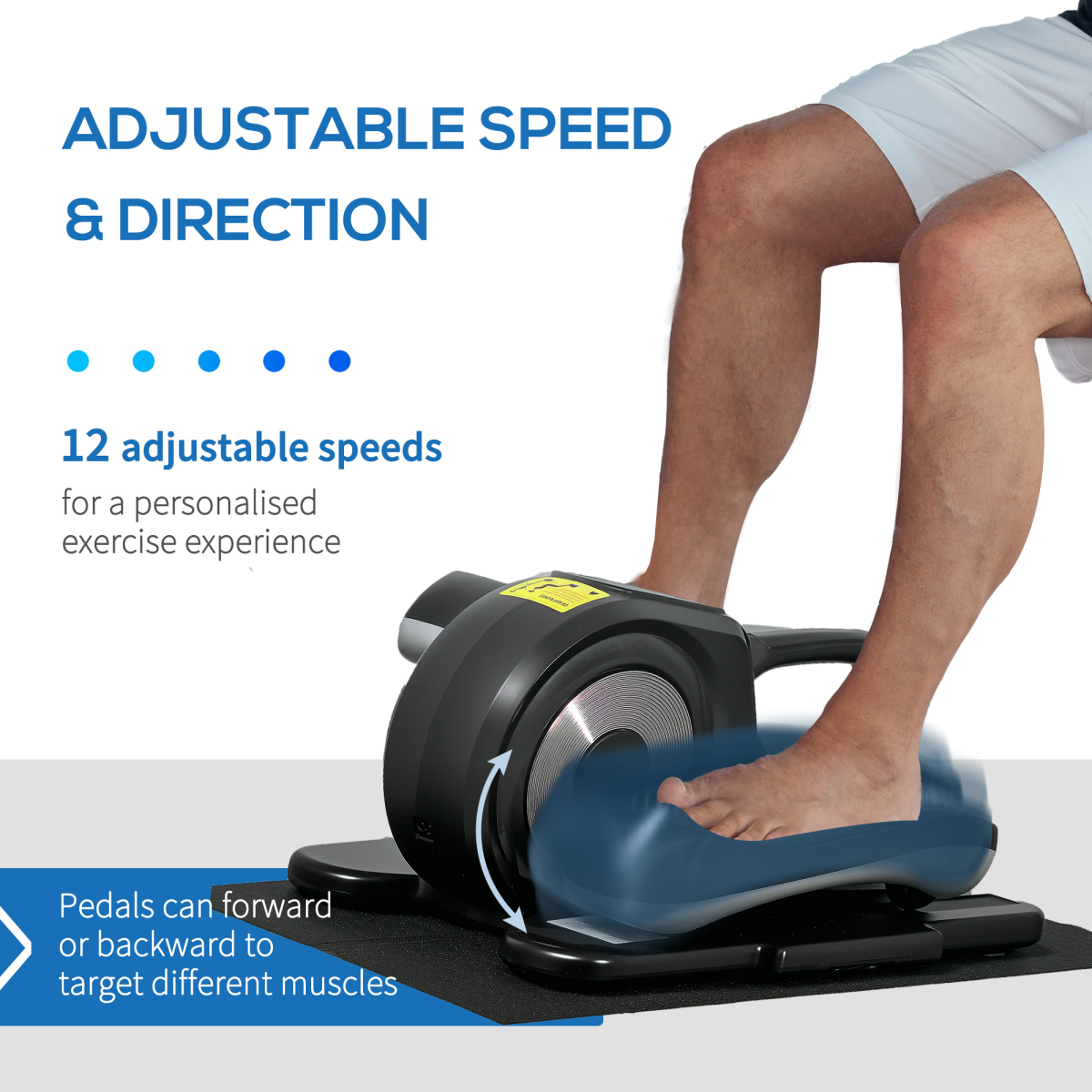 SPORTNOW Mini Elliptical Machine with Remote Control & LCD Monitor – Seated Pedal Exerciser, 12 Speeds, Black
