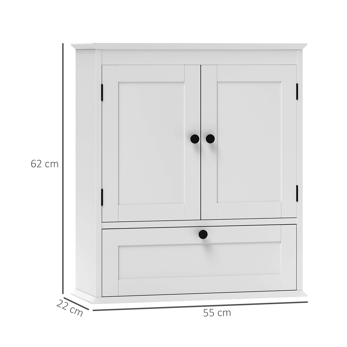 HOMCOM Wall Mounted Bathroom Cabinet with Adjustable Shelf and 3 Compartments – Space-Saving, White
