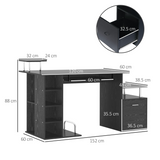 HOMCOM Wooden Computer Desk with Pull-Out Keyboard Tray, Storage Drawer & Printer Shelf