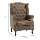 HOMCOM Chesterfield-Style Tufted Wingback Armchair with Padded Seat & Armrests – Classic Lounge Chair, Brown