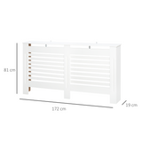 HOMCOM Modern Slatted Radiator Cover with Shelf Top – Painted MDF Heater Cabinet, White, Medium