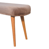 Artisan Furniture Solid Wood Mocha Faux Fur Bench – Upholstered Bedroom & Living Room Seat, Oak-ish Legs, Brown