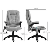 Executive Reclining Office Chair with Heated Massage, Padded Headrest – Height Adjustable Swivel Chair, Grey