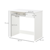 HOMCOM Compact Computer Table with Keyboard Tray and Drawer – Space-Saving Home Office Desk, White
