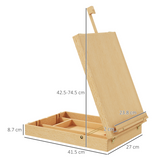 Vinsetto Wooden Table Easel Box with Adjustable Angle, Holds Canvas up to 61cm – Foldable Sketch Board