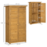 Outsunny Wooden Garden Storage Shed with 3 Shelves, Felt Roof & Lockable Double Doors – Outdoor Tool Cabinet