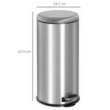 HOMCOM 30L Stainless Steel Pedal Bin with Removable Inner Bucket – Hands-Free Kitchen Waste Bin, Black & Silver